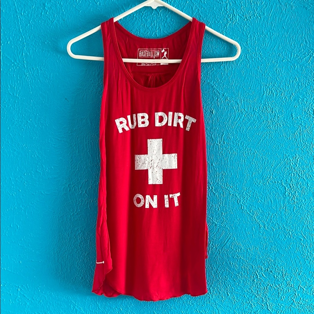 Red Rub Dirt on it Baseballism Tank Top
